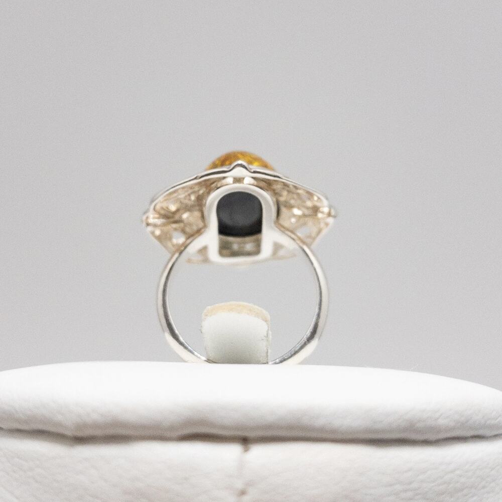 Polish Amber Sterling Silver Statement Ring | Size 6 - Picture 10 of 11